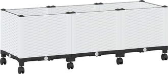 vidaXL Macetero De Jard&iacute;n Con Ruedas Blanco 120 X 40 X 48 Cm Pp Vidaxl