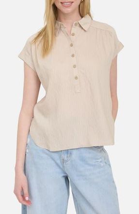 Blu Pepper Collared Gauze Top in Taupe at Nordstrom Rack, Size Medium