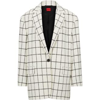 HUGO BOSS Hugo Womens Azulla Checkerboard Relaxed Fit Suit Jacket in Open Misc - Multicolour - Size 10 UK