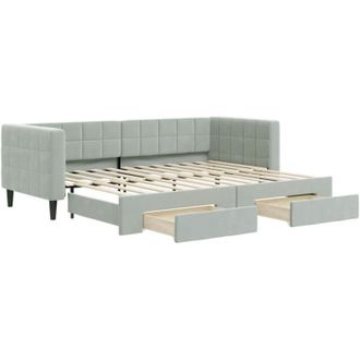 vidaXL Sof&aacute; Cama Nido Con Cajones Terciopelo Gris Claro 80x200 Cm Vidaxl