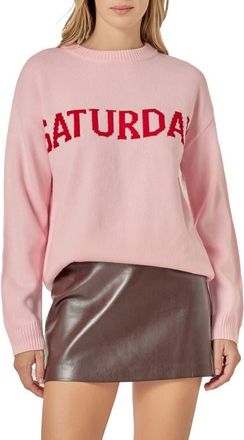 English Factory Weekday Motif Sweater in Can Pink at Nordstrom, Size X-Small