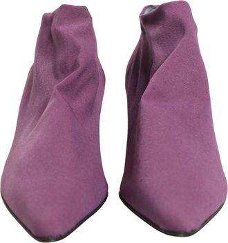 Dolce & Gabbana Womens Purple Suede Ankle Boots Womens Shoes