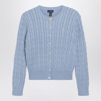 Polo Ralph Lauren Cardigan azzurro a trecce in cotone