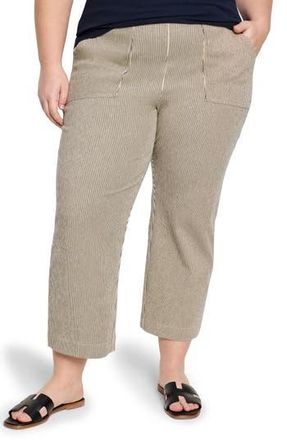 Nic+Zoe All Day Stripe Crop Wide Leg Pull-On Jeans in Neutral Multi at Nordstrom Rack, Size 24W