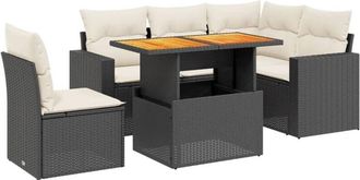 vidaXL Set De Sof&aacute;s De Jard&iacute;n 6 Piezas Y Cojines Rat&aacute;n Sint&eacute;tico Negro Vidaxl