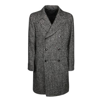 Tagliatore Double-breasted jas met - Heren - Mantel - Zwart - XL - Leer - Jassen