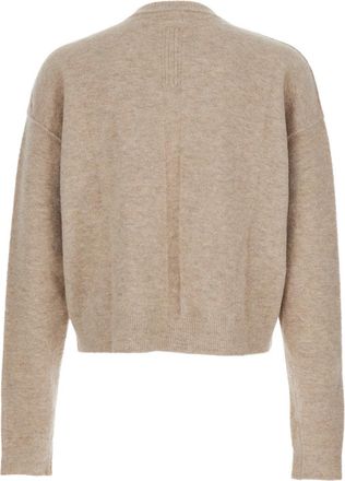 Rick Owens Mens Beige Wool Blend V Neck Sweater Alpaca Tops Top