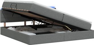 vidaXL Cama De Almacenamiento Led Con Colch&oacute;n Gris Oscuro 200 X 200 Cm Vidaxl