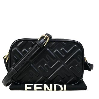 Fendi Camera Bag Zucca Embossed Leather Black Leather Handbag (Pre-Owned)