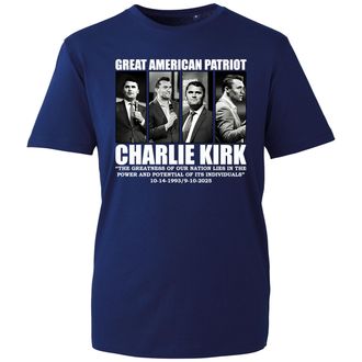 Generic Great American Patriot Charlie Kirk Inspired Tribute Graphic T-Shirt Motivational Quote Design Memorial Top (Navy, L Years)