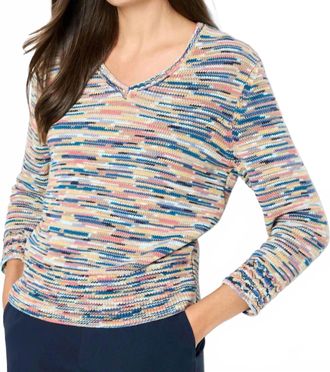 Nic+Zoe Mixed Up Space Dye Sweater In Pink Multi