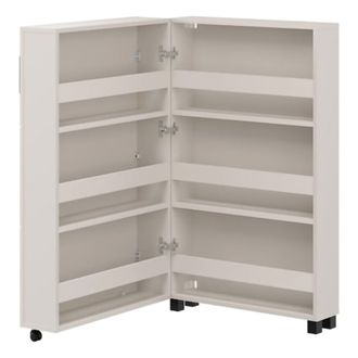 Dmora Zapatero Porvoo, Mueble Para Zapatos 6 Estantes, Una Puerta, Doble Capacidad, Ruedas, 68x33x113h Cm Blanco Crema