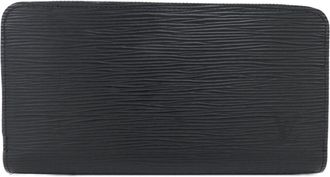 Louis Vuitton Black Leather Long Wallet (Bi-Fold) (Pre-Owned)