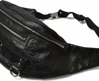 Gucci Navy Red Color Leather Sling Bag (Pre-Owned)