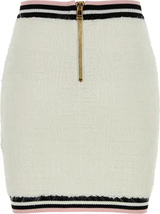 Balmain Womens Skirt White Polyamide Viscose Cotton