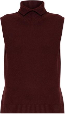 Jil Sander Asymmetrisch coltrui vest - Dames - Coltruien - Rood - XL - Wol - Truien & Vesten