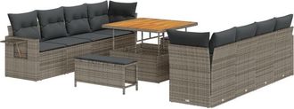vidaXL Garden Sofa Set with Storage 11 pcs Grey Poly rattan Vidaxl