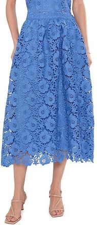 CeCe by Cynthia Steffe Midi Lace A-line Skirt Womens Skirt Bellflower Blue : XS, Polyester