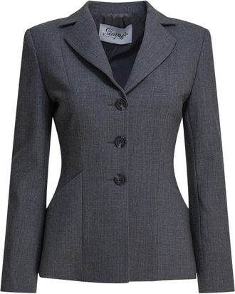 Semper Double-Breasted Blazer - Dames - Jassen - Grijs - Maat: 2XL Leer