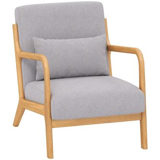 HOMCOM Butaca de sal&oacute;n 61x78x76 cm gris