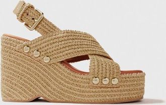 Maje Wedge Sandals With Raffia Effect - Beige Light - Maje