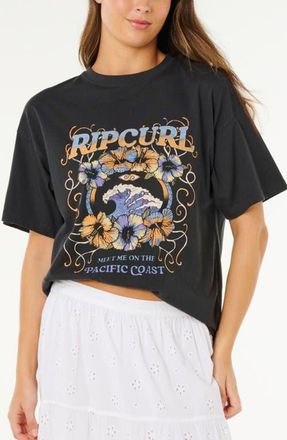 Rip Curl Pacific Coast Heritage Relaxed Graphic T-Shirt in Washed Black at Nordstrom, Size X-Small