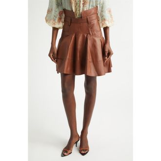 Zimmermann Hypnotic Leather Skirt in Tan at Nordstrom, Size 0P