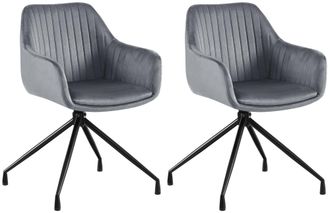 Clp Clp - Lote De 2 Sillas De Comedor Welby Gris Oscuro Terciopelo