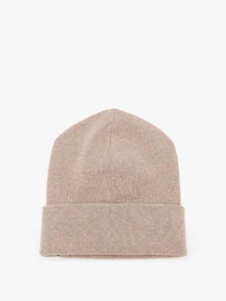Brunello Cucinelli Womens Cashmere Hat With Monili Detail Beige