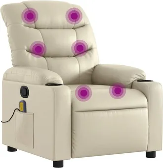 vidaXL Vidaxl - Sill&oacute;n Reclinable De Masaje Cuero Sint&eacute;tico Crema