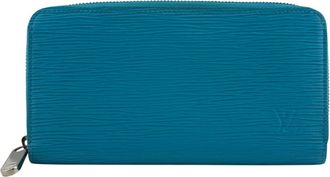 Louis Vuitton Turquoise Leather Long Wallet (Bi-Fold) (Pre-Owned)