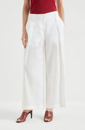 Brunello Cucinelli Pleated A-Line trousers in White at Nordstrom, Size Xx-Large Eu