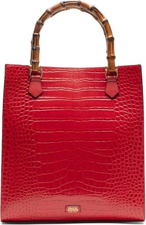 Frances Valentine Nan Croc Embossed Leather Tote in Red at Nordstrom