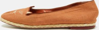 Charlotte Olympia Brown Canvas Espadrilles Flats