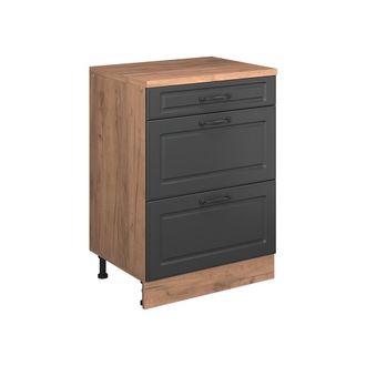 Vicco Armario De Cocina Para Techo Inclinado R-line, Antracita Casa De Campo, 60 Cm Sin Inclinaci&oacute;n Con 3 Cajones, Vicco