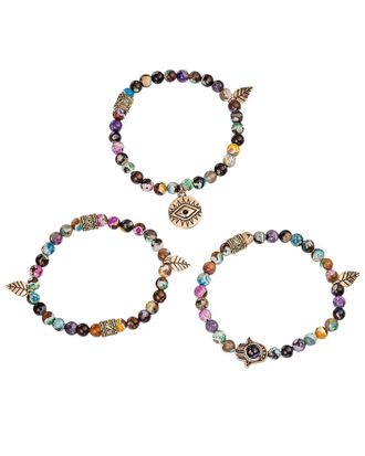 Eyecandy LA Eye Candy La Agate Nora Agate 3Pc Bracelet Set