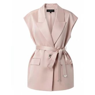 Pinko Belted Satin Gilet - female - PINKO - Waistcoats - Pink - XS - Jackets