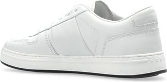 Hogan Mens Logo-Striped Leather Sneaker White Rubber Sole