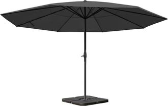 Hhg Nunca Usado] Sombrilla Meran Pro, Sombrilla De Mercado Para Gastronom&iacute;a Sin Cenefa &Oslash; 5m Poli&eacute;ster/aluminio 28kg, Antracita Con Soporte