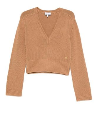 Ganni Wool Yak Mix Deep V-neck