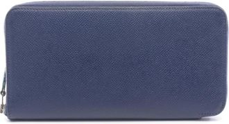 Herm&egrave;s Bleu Saphir Navy Epsom Leather Leather Long Wallet (Bi-Fold) (Pre-Owned)