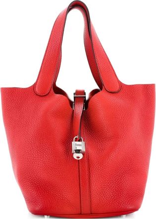 Herm&egrave;s Picotin Lock Bag Clemence MM bucket bag - Rosso