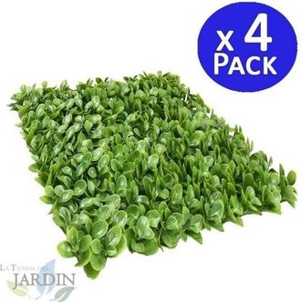 No Brand No Brand - Pack 4 Jardin Vertical Boj 50x50 Cm Planta Artificial Decoraci&oacute;n Pared Interior Exterior Jardines Verticales