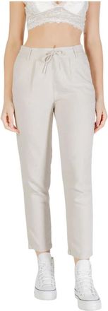 Only Only, Broeken, Dames, Beige, L, Linnen, Kant Sluiting Linnenmix Broek