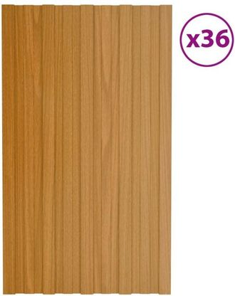 vidaXL Panel De Tejado Acero Galvanizado Color Madera 36 Uds 80x45 Cm Vidaxl