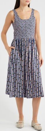 Nic+Zoe Dani Reef Stripe Fit & Flare Dress in Indigo Multi at Nordstrom, Size Xx-Large