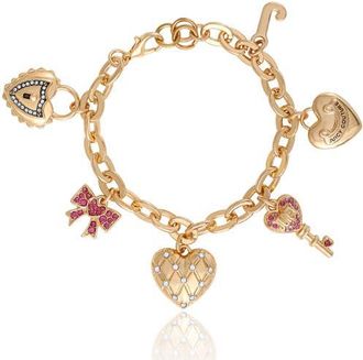 Juicy Couture Heart & Key Charm Bracelet in Gold Tone at Nordstrom, Size 7.5