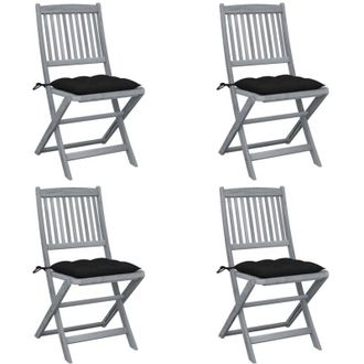 vidaXL Sillas De Jard&iacute;n Plegables 4 Uds Cojines Madera Maciza Acacia Vidaxl