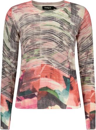 Desigual Glitch Jersey - Dames - Ronde hals truien - Veelkleurig - XS - Linnen - Truien & Vesten
