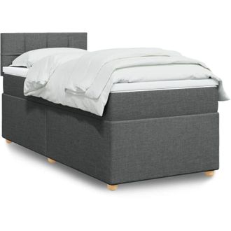 vidaXL Cama Box Spring Con Colch&oacute;n Tela Gris Oscuro 100x200 Cm Vidaxl
